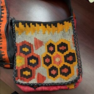 Colorful Geometric Patterned Shoulder Rug Bag Vintage